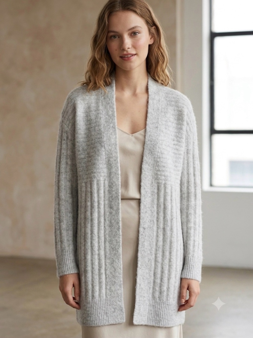 Club Monaco Wool/Mohair Blend Long Open Cardigan , Small